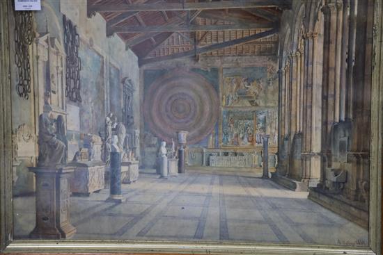 Domenico Caligo (Italian, 19th Century) Interior of the Palazzo Pitti, Florence 16 x 22.5in.